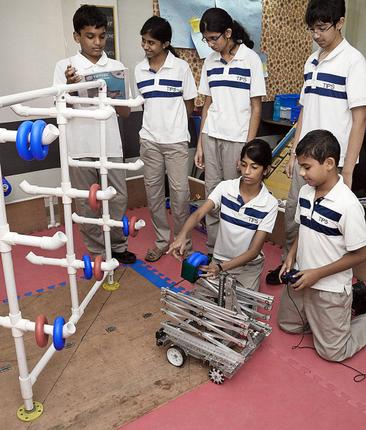 The First Tech Challenge team at The Indian Public School Photo: S.Siva Saravanan THE HINDU